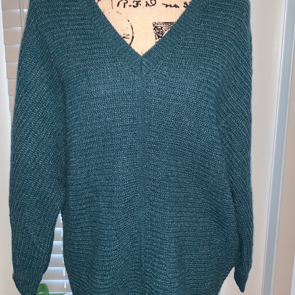 Ellen Tracy Teal Oversized Sweater - Lg